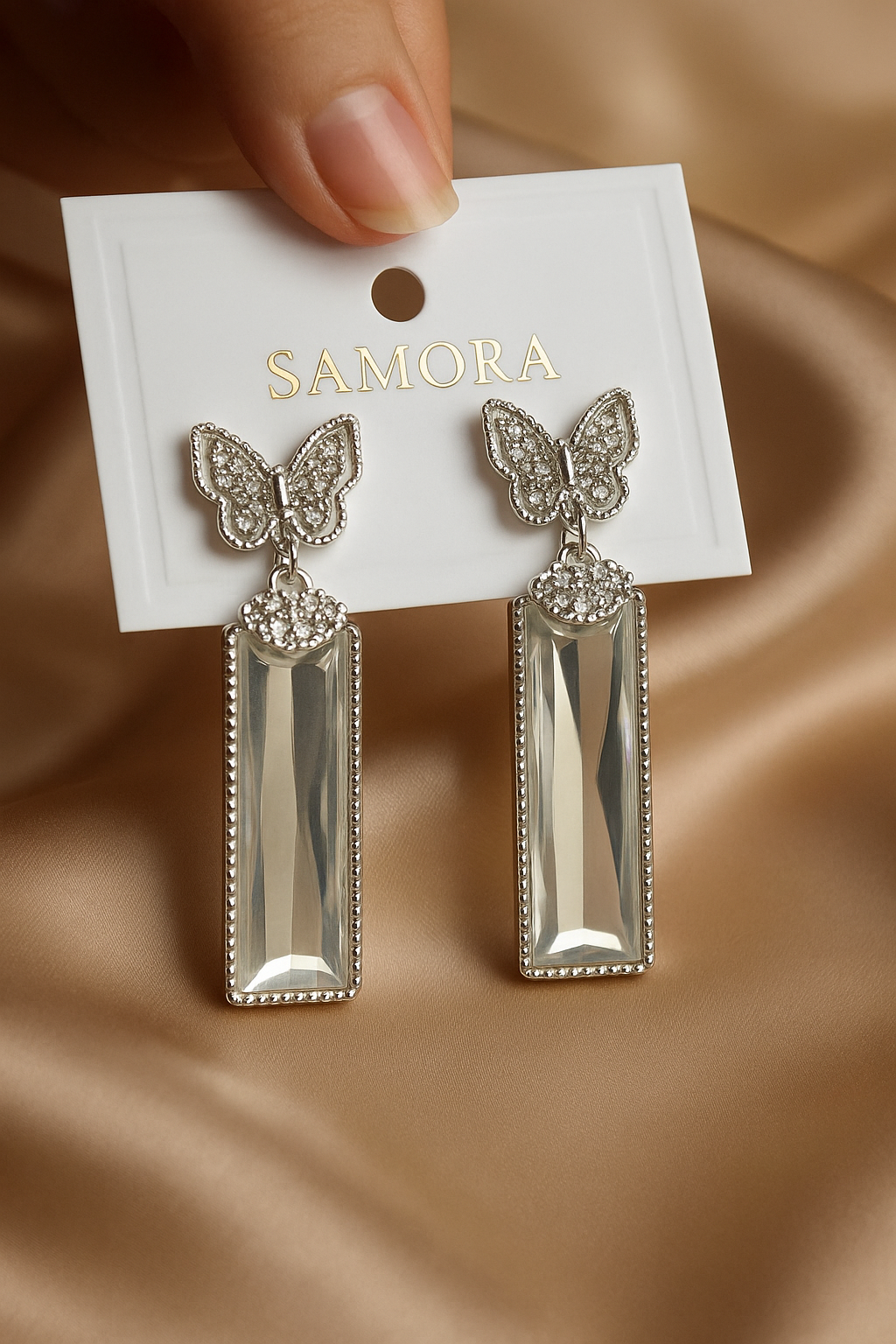 AM-1154- Diamond Crystal butterfly Earrings